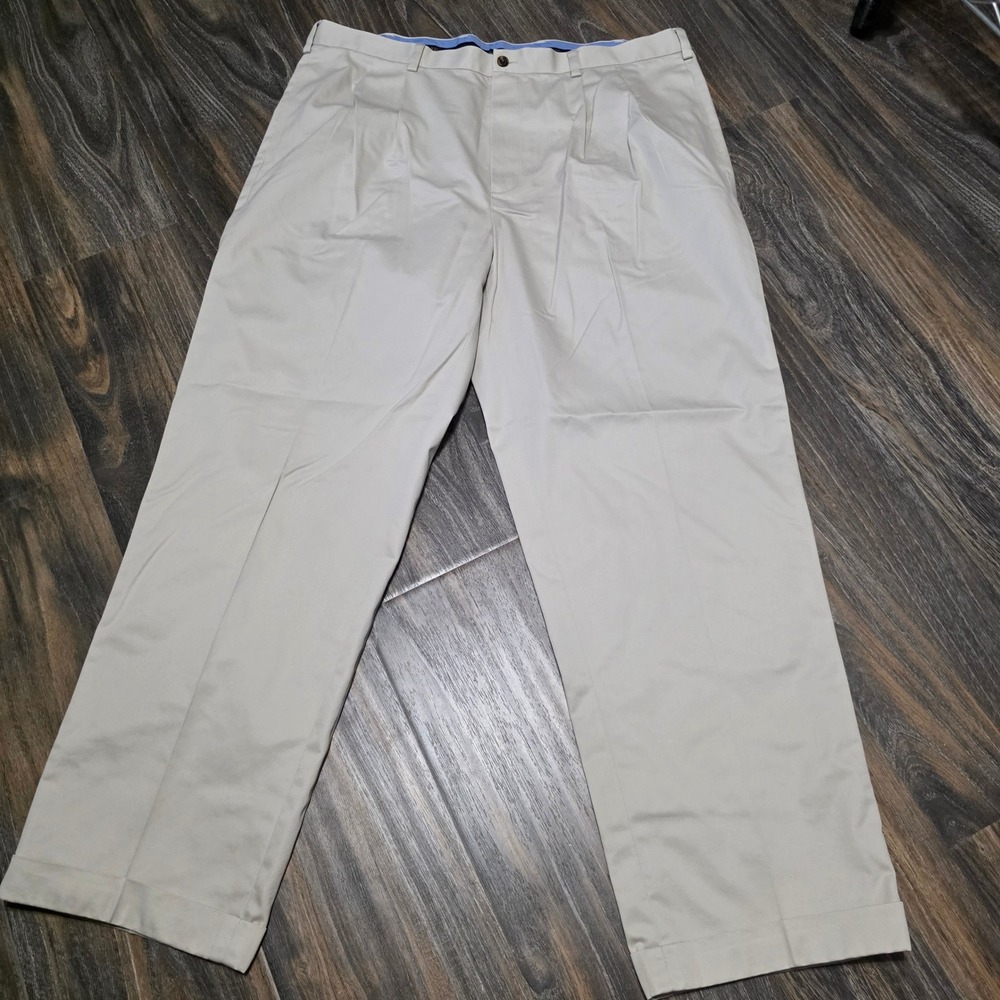 Brooks Brothers Elliot Advantage Chino Mens 40x34 Khaki Pleated Cuffed Pants